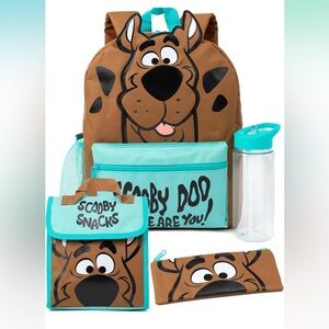 NEW Scooby Doo Backpack With Lunch Box Pencil Case and Water Bottle 4 Piece Set